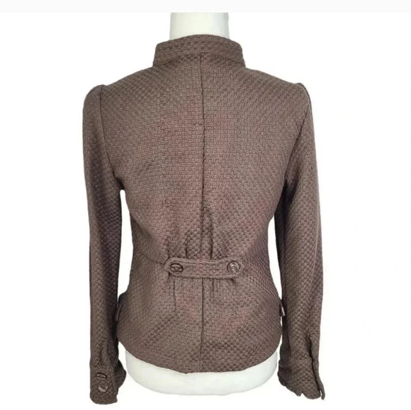Decree by Anthropologie brown woven ruffled cropped jacket Size XL - Picture 8 of 9